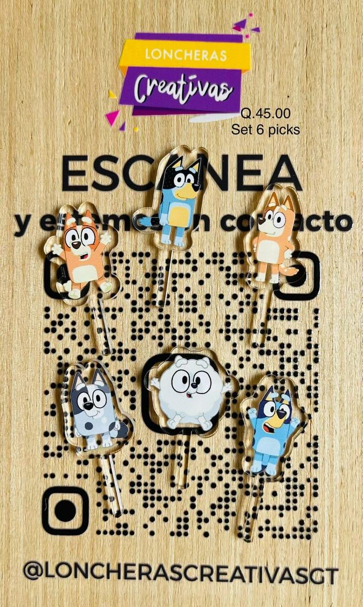 Picks acrílicos Bluey