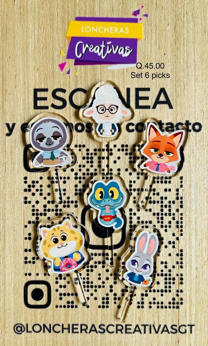 Picks acrílicos Zootopia