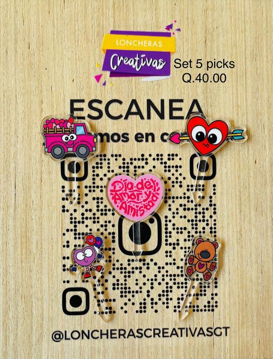 Picks acrílicos Amor y amistad
