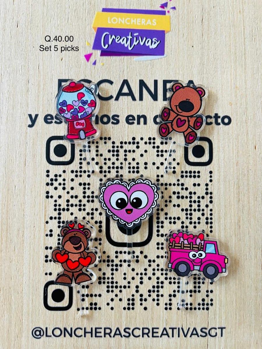 Picks acrílicos Ositos y corazones