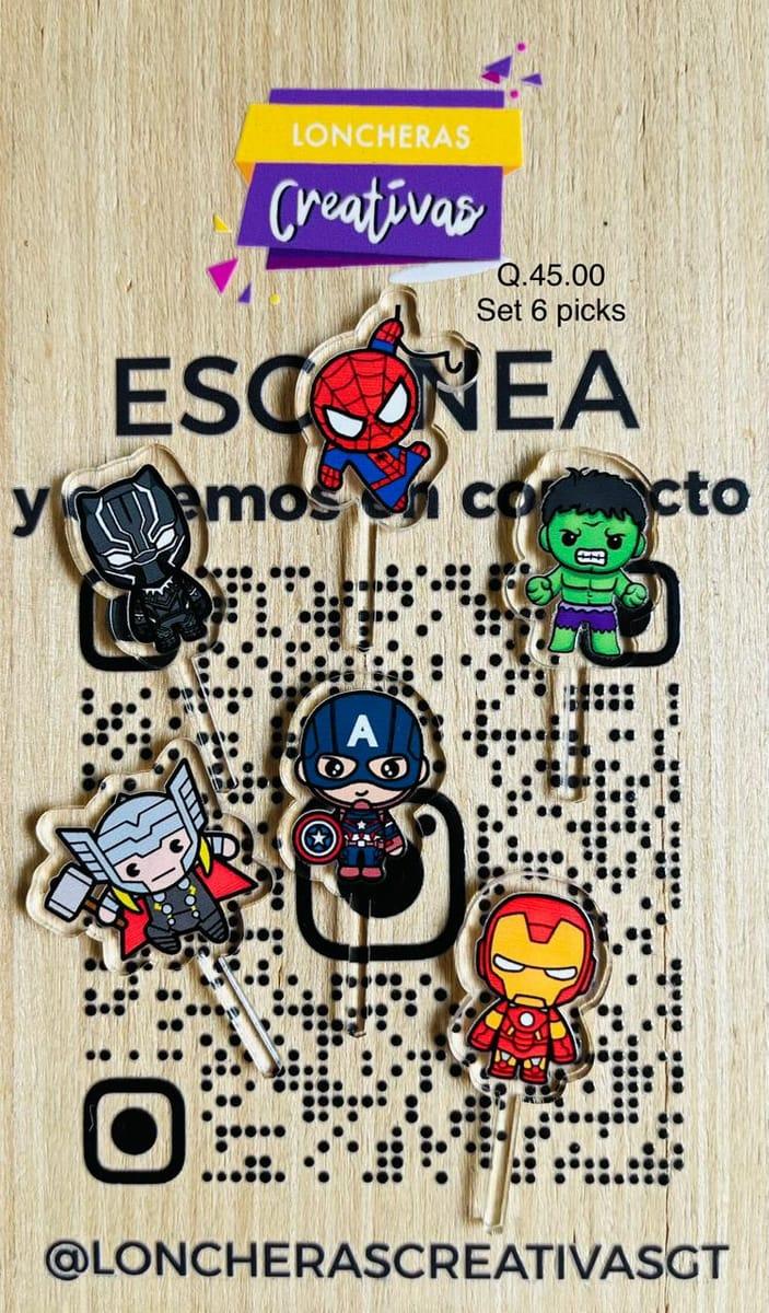 Picks acrílicos Superhéroes Marvel