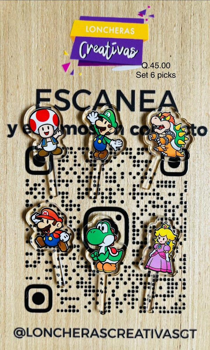 Picks acrílicos Super Mario