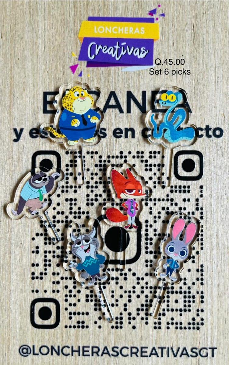 Picks acrílicos Zootopia 2