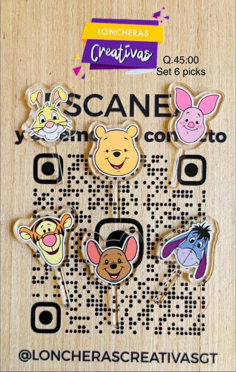 Picks acrílicos Winnie Pooh