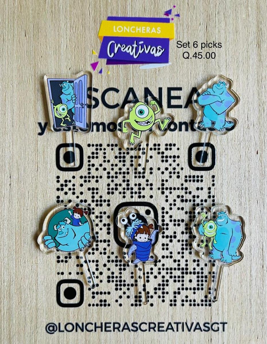 Picks acrílicos Monsters Inc.