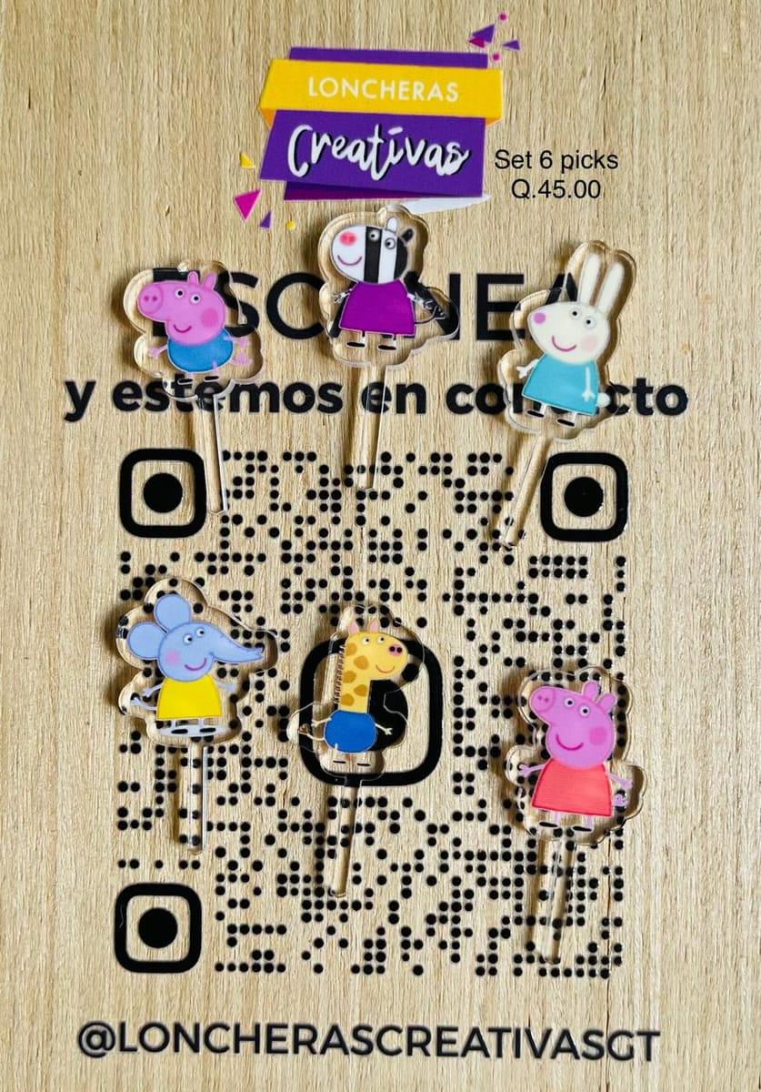 Picks acrílicos Peppa Pig