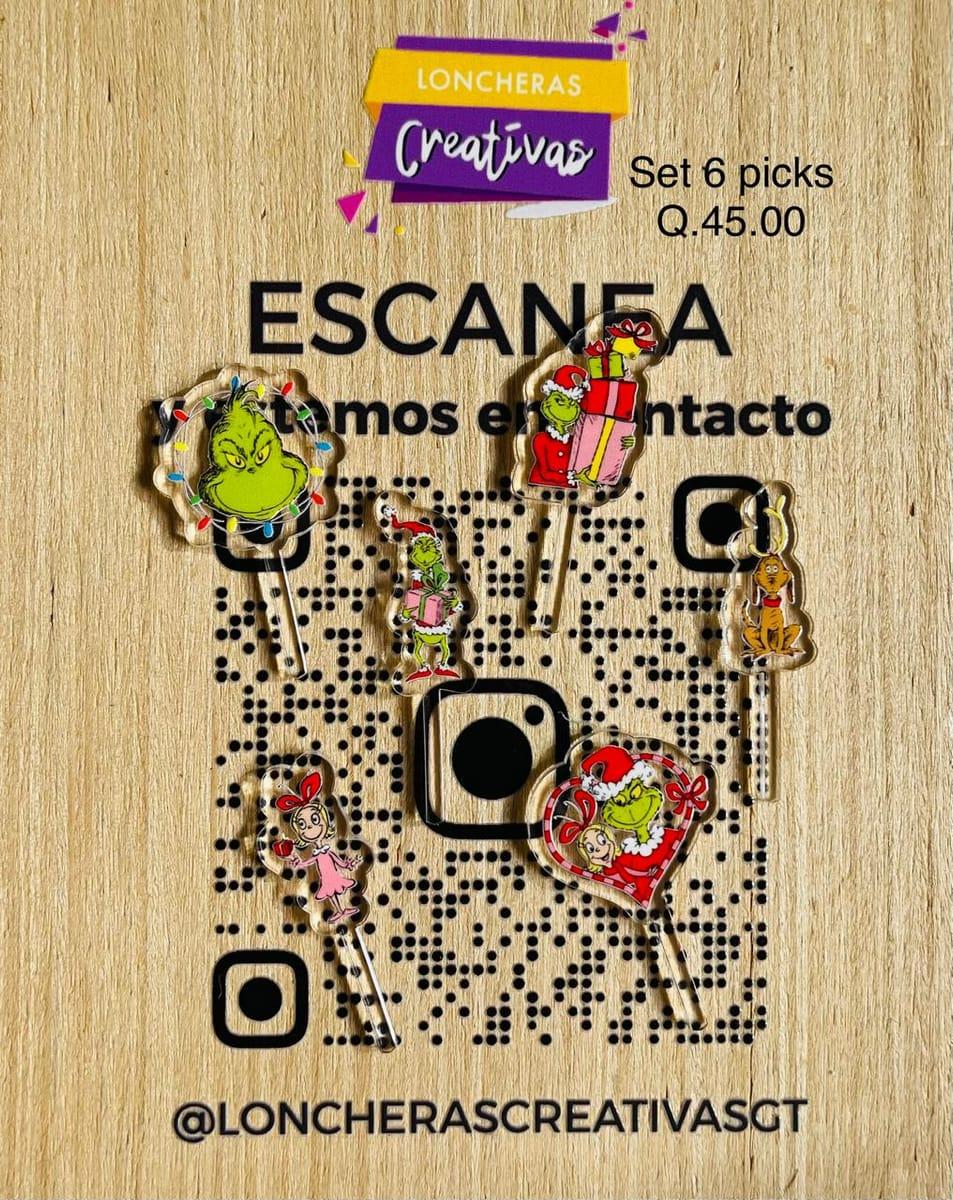 Picks acrílicos Grinch