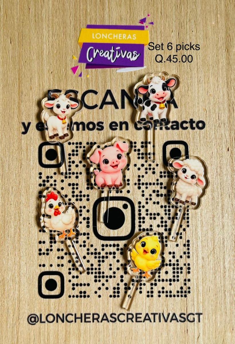 Picks acrílicos Animales de la granja