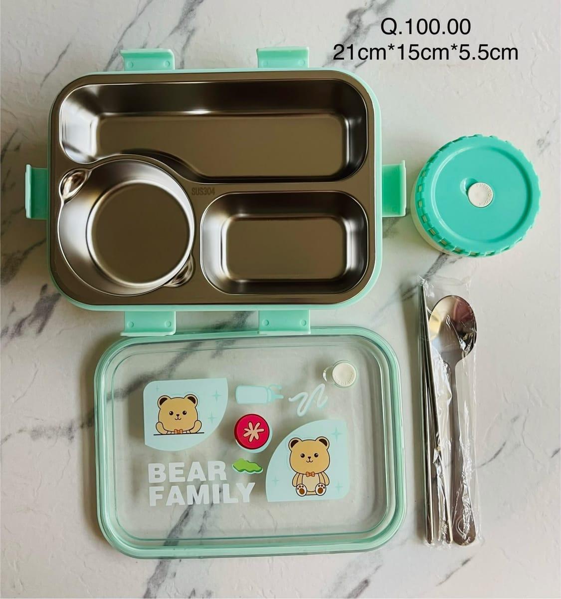 Lonchera de acero Bear Family menta